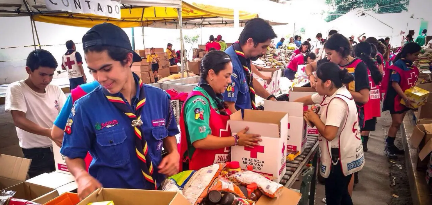 Scouts in Mexico sort and pack supplies for earthquake victims