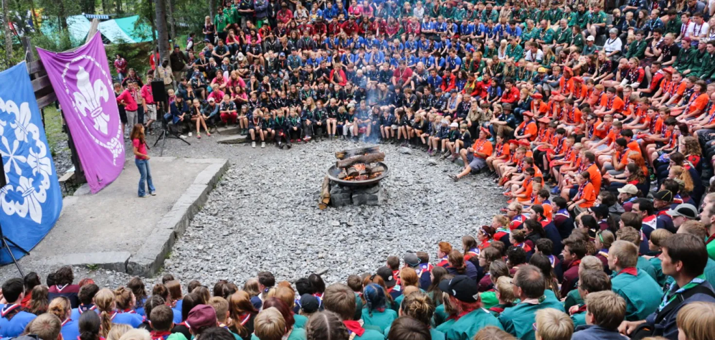 scouts gathered around a campfire