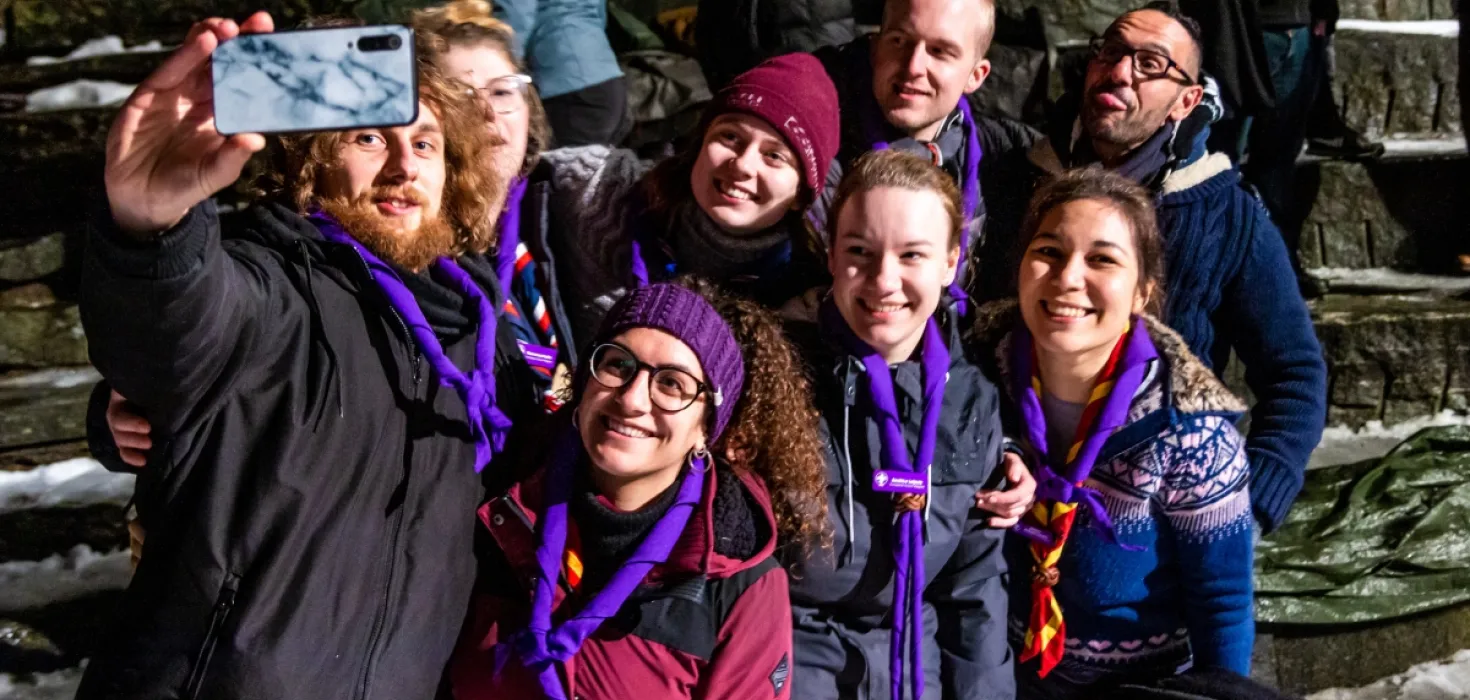 scouts from the european region taking a selfie