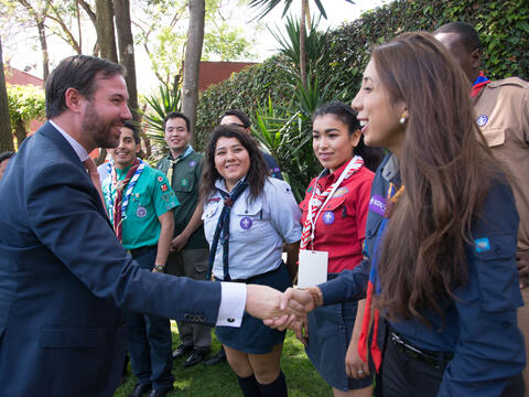 Scouts shaking hands