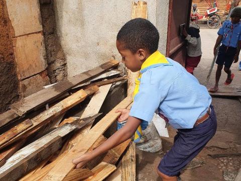 Scouts in Madagascar supporting Cyclone Freddy response