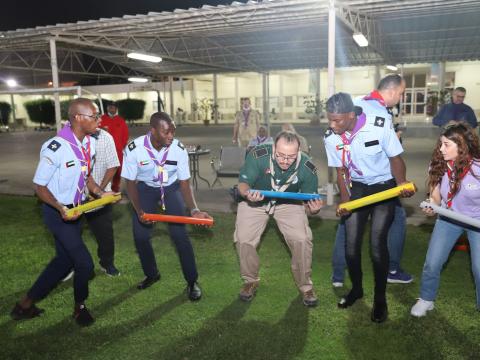 Emirates scouts playing team building game