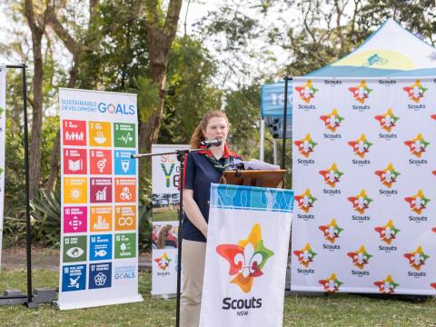 Meg Cummins, WOSM Youth Representative, speaks about the Sustainable Development Goals (SDGs) and the importance of including young people in a meaningful way