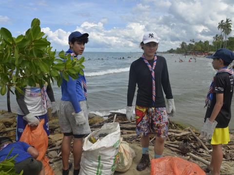 Scouts at the ocean