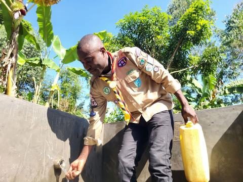 Scouts in Uganda with access to clean water