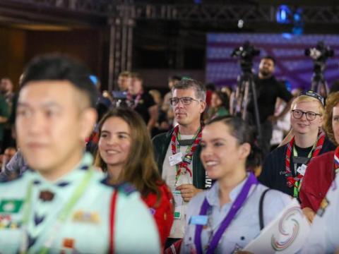 Scouts smile at the 43rd World Scout Conference