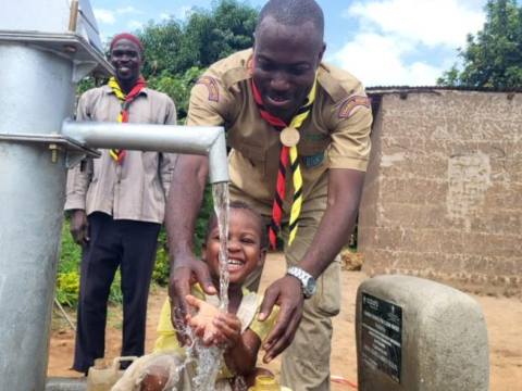 Scout happy trying pure water