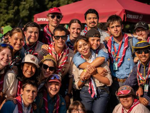 Scouts smile at the Moot in Portugal