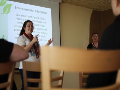 A scout giving a presentation 