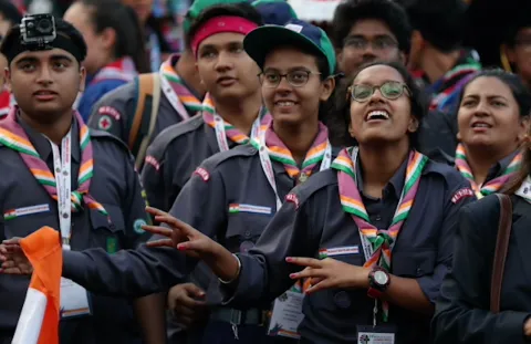 Indian Scouts celebrating at a Jamboree