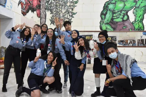 Group of Scouts from Tunisia posing for the camera