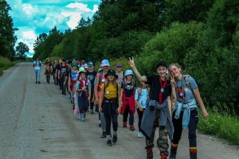 Scouts walking in line