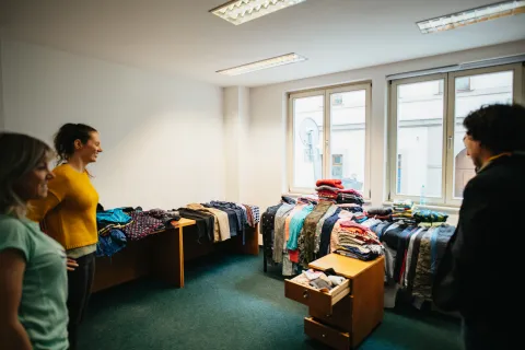 Volunteers collected clothes.