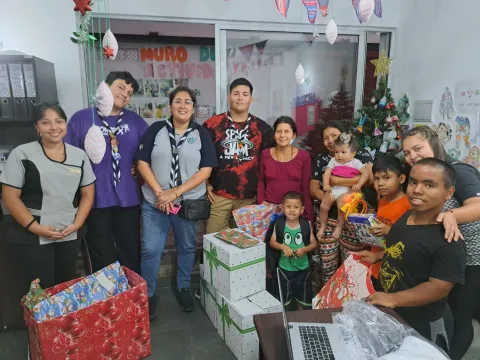 Scouts gather for Christmas as part of the Migrant Scout programme in Chile