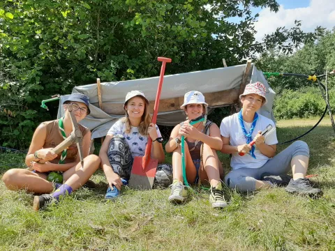 Scouts in Croatia take a break from planting trees