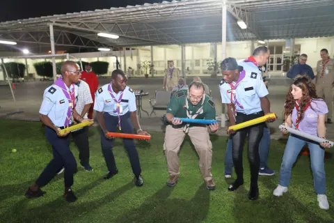 Emirates scouts playing team building game