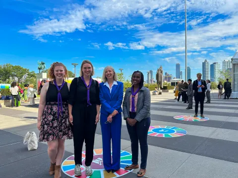 Three World Scouting Youth Representatives, from Kenya, Lithuania and Australia, meet with Stefania Gianni, Assistant Director-General for Education for UNESCO