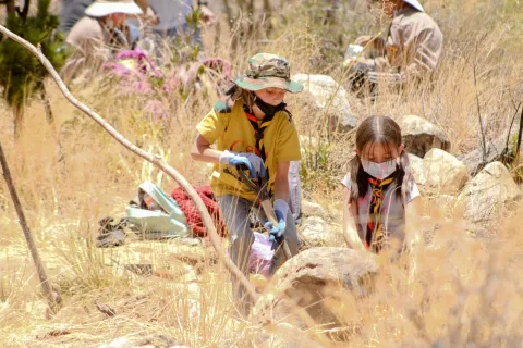 Girl Scouts planting Native plants in Arani