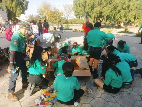 Mexican Scouts organising supplies