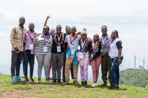 Scouts enjoy a hike during the first-ever Africa Rover Moot, hosted in Kenya