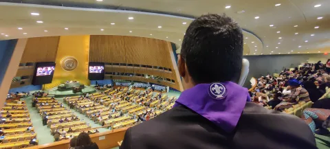 Youth Reps watches the proceedings at the UN headquarters in New York