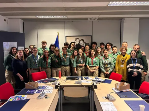 The Compagnia Politeia's group picture at the European Parliament..