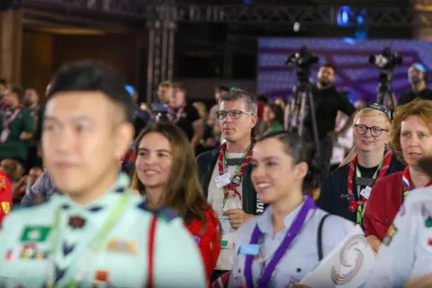 Scouts smile at the 43rd World Scout Conference