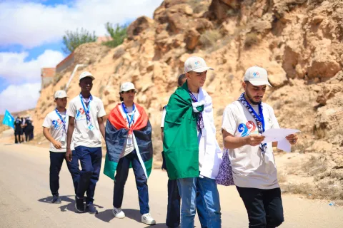 Arab rovers walking in the mountain