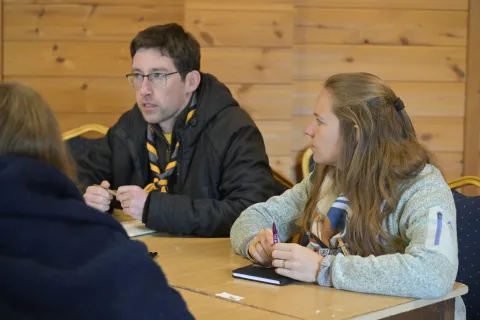 Scouts discussing during the session on Climate Adaptation at the 2nd European Sustainability Forum.