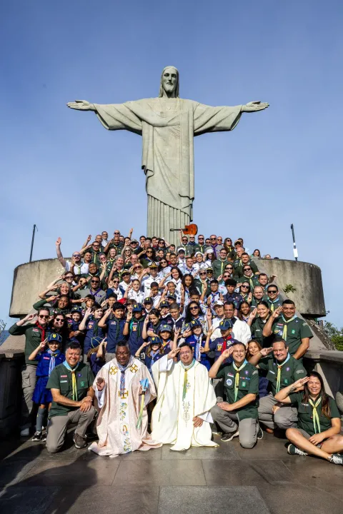 Brazil Scouts together in celebration at the Christ the Redeemer
