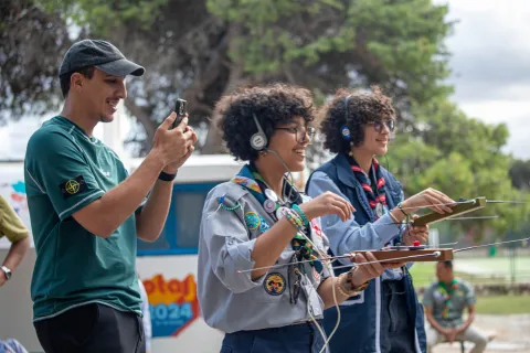 Scouts in Tunisia playing with aerials