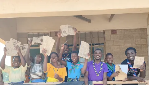 Scouts holding certificates happy