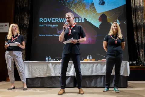 Scouts from Switzerland introduce Roverway 2028.