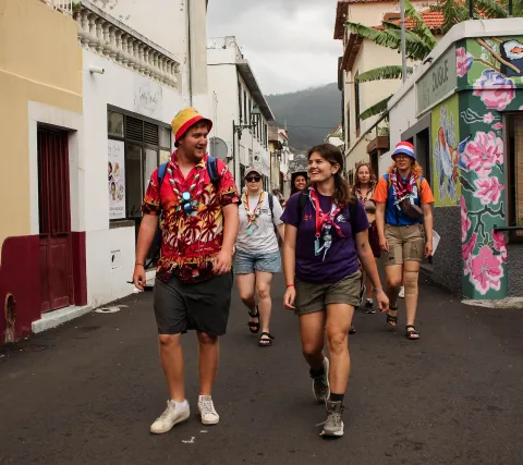 Scouts walking in Portugal