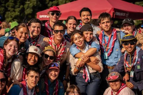 Scouts smile at the Moot in Portugal