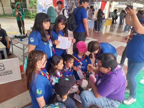 Young Scouts taking part in JOTA-JOTI