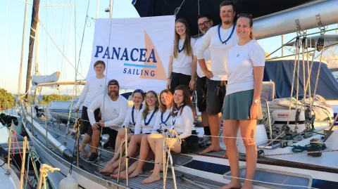 Group picture of the 10 crew members of Panacea Sailing.