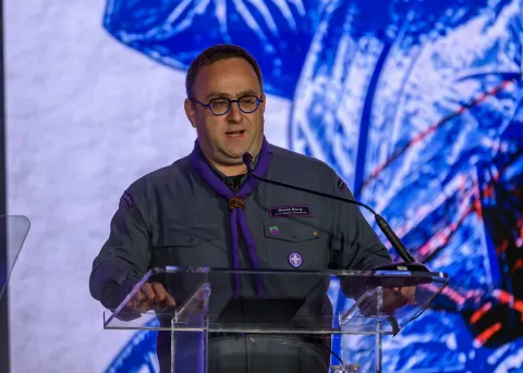 David Berg speaking at Scouting America's National Annual Meeting