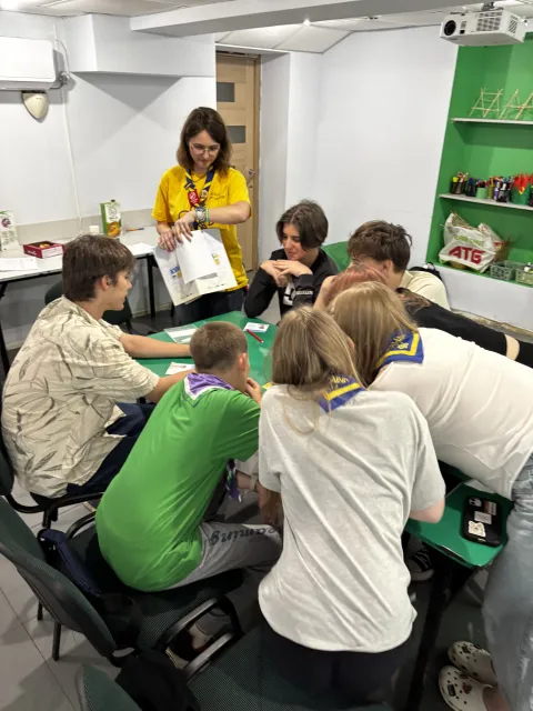 Scouts playing board games