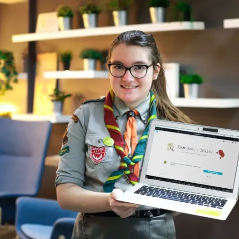 Portrait of Krysia, a girl Scout from Poland