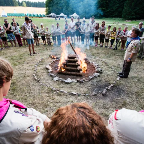 scouts around a campfire