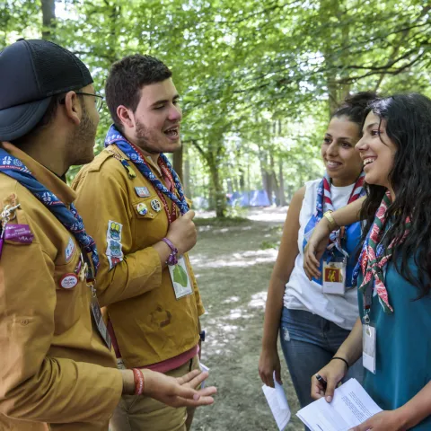 some scouts talking with each other