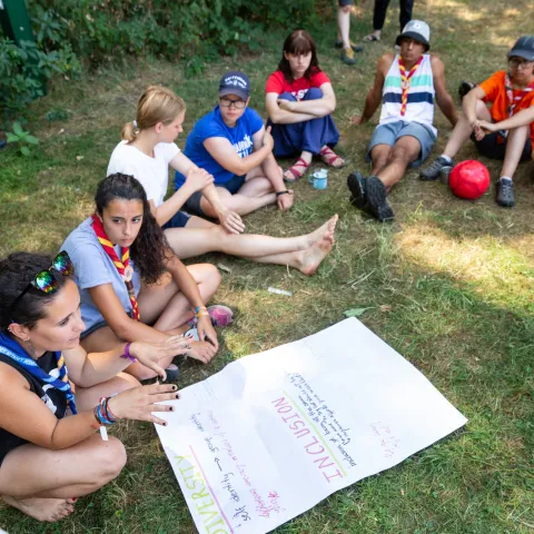 Participants of Roverway 2018 have a discussion on the topics of diversity and inclusion.
