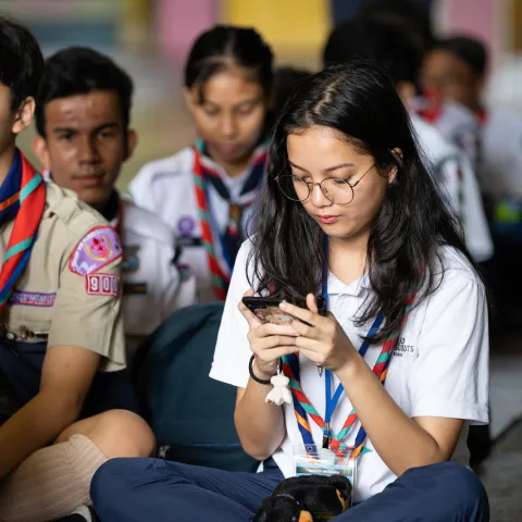 Scout using mobile phone